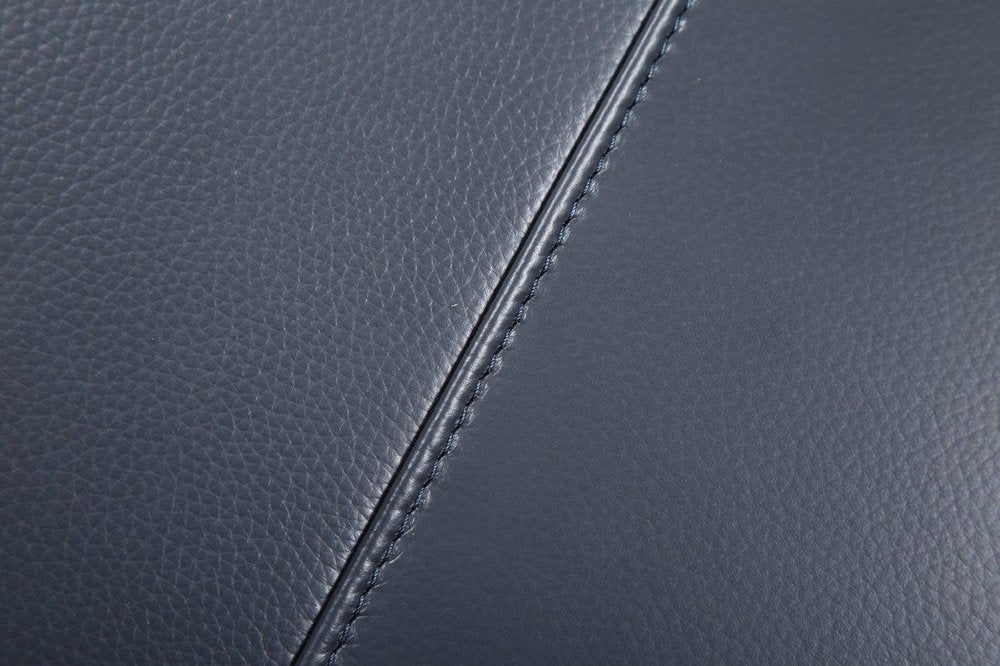 Navy Blue Italian Leather L Shaped Two Piece Sofa and Chaise Sectional