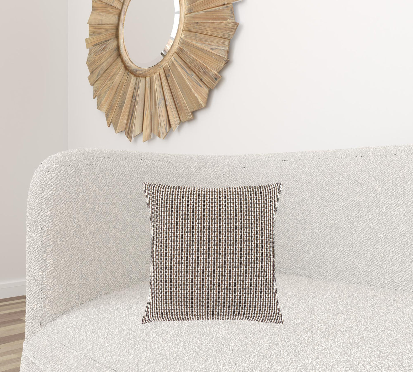 18" X 18" Taupe Polyester Striped Zippered Pillow