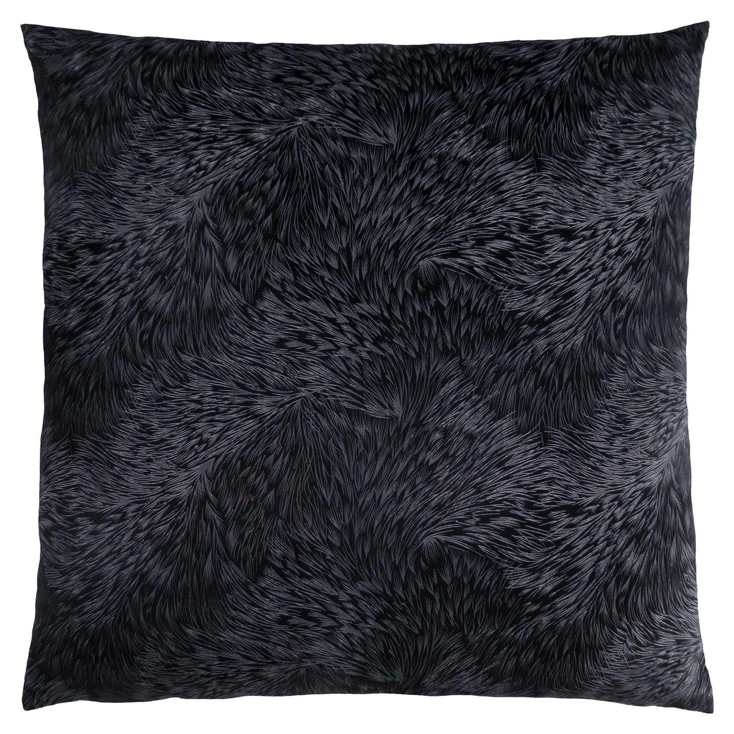 18" X 18" Light Gray Velvet Polyester Feather Zippered Pillow