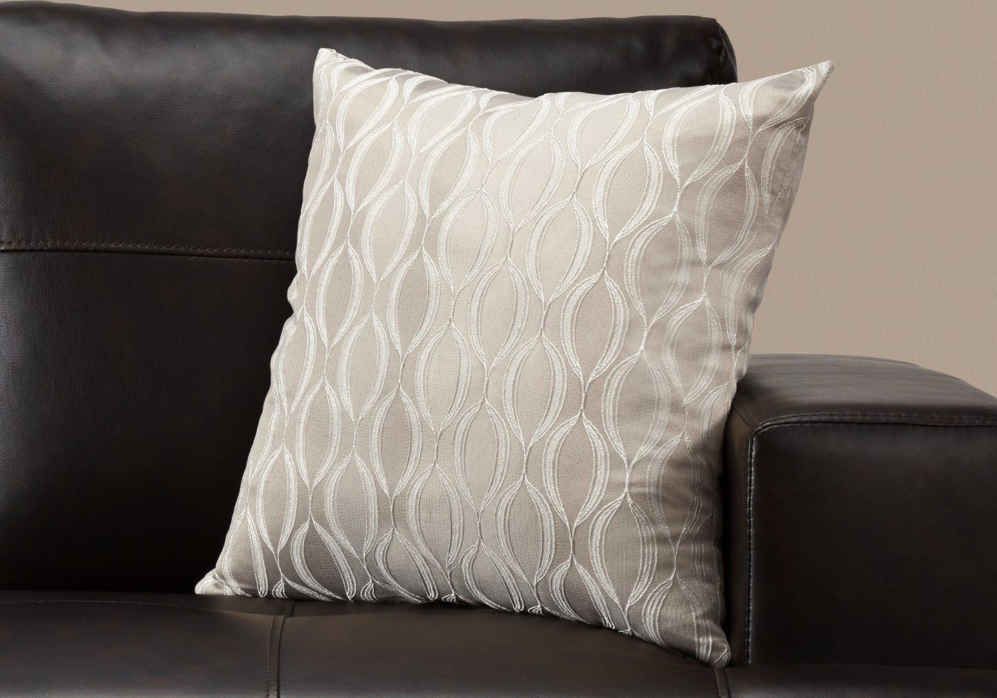 18" X 18" Taupe Polyester Ogee Zippered Pillow