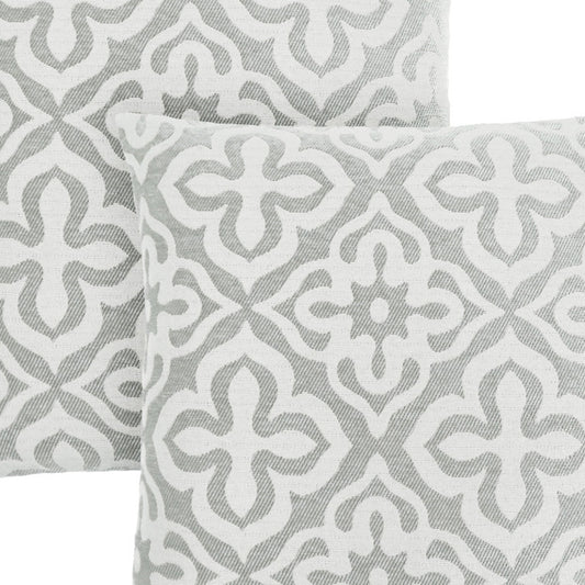 Set Of Two 18" X 18" Taupe Polyester Geometric Zippered Pillow
