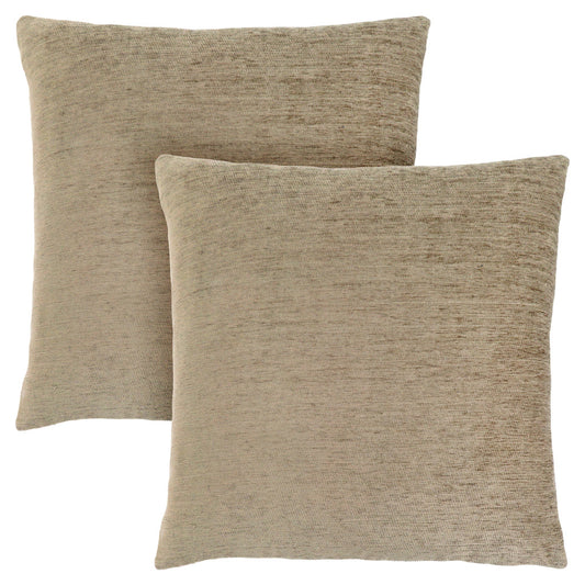Set Of Two 18" X 18" Tan Polyester Zippered Pillow