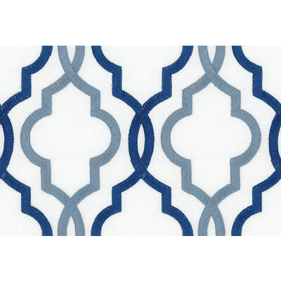 KRAVET BASICS EMBROIDERY LATTICE/SCROLLWORK DARK BLUE,LIGHT BLUE,IVORY   - 34415.515.0