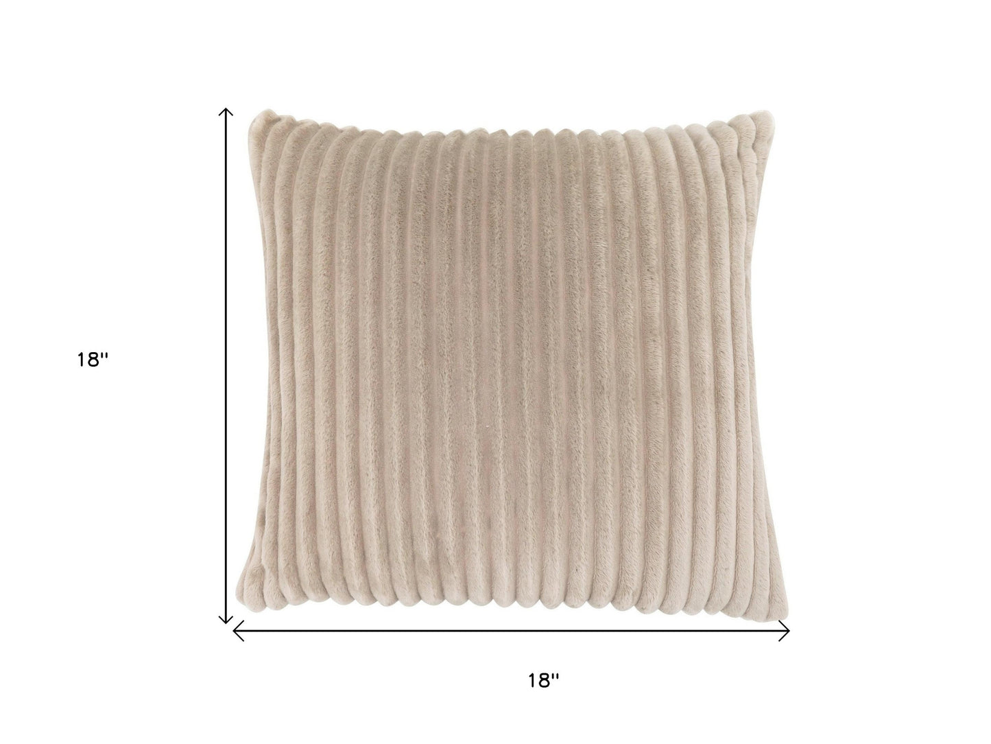 Set Of Two 18" X 18" Ivory Polyester Ribbed Zippered Pillow
