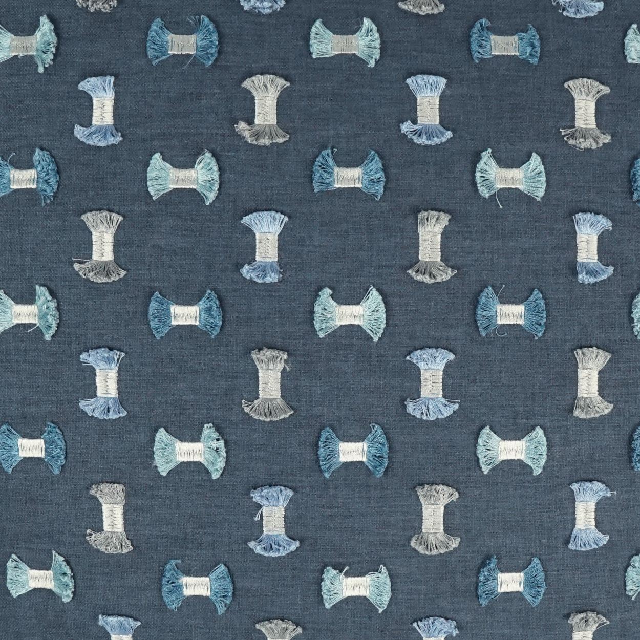 D.V. KAP HOME   24" x 24" Frayed Pillow - Seaside Embroidery, Textured, Global    - 3443-S-2424