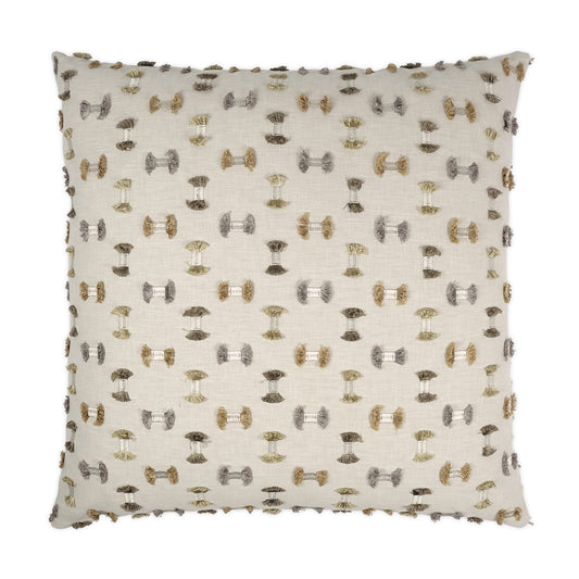 D.V. KAP HOME   24" x 24" Frayed Pillow - Travertine Embroidery, Textured, Global    - 3443-T-2424