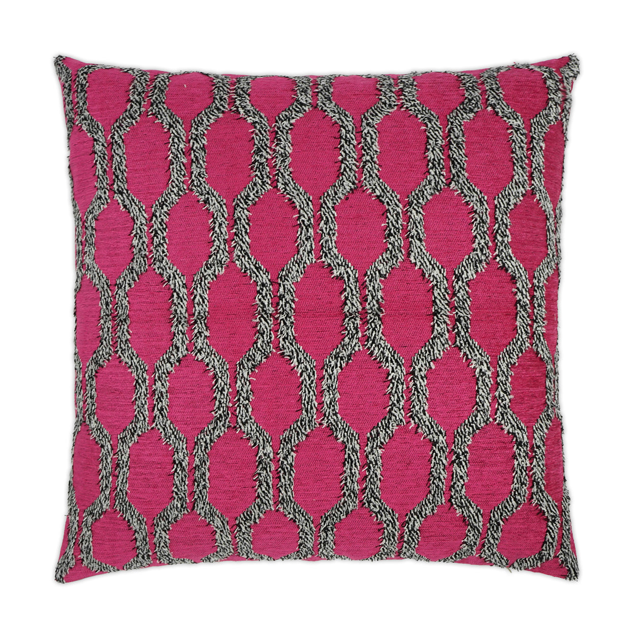 D.V. KAP HOME   24" x 24" Fringed Pillow - Fuchsia Textured, Transitional    - 3446-F-2424