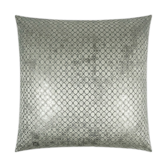 D.V. KAP HOME   24" x 24" Beadling Pillow - Gunmetal Glam, Circular - Dots    - 3447-G-2424