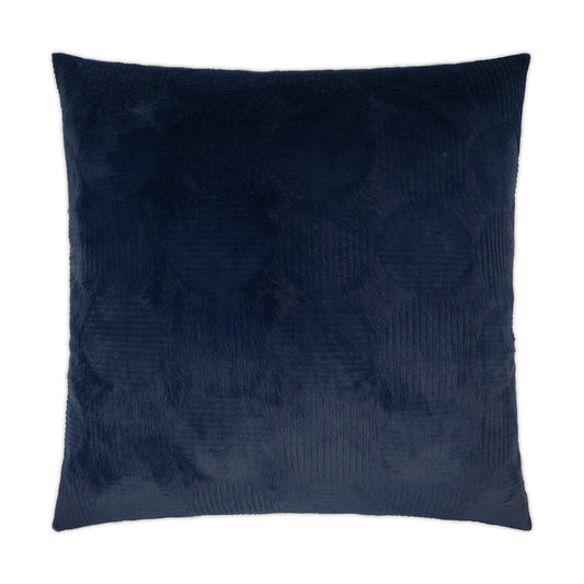 D.V. KAP HOME   24" x 24" Angelou Pillow - Indigo Solid, Circular - Dots, Faux Fur    - 3449-I-2424