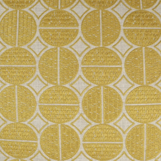 D.V. KAP HOME 3457-M-YARD Medallions Fabric - Mustard Farmhouse, Circular - Dots, Global  Yellow   - Medallions