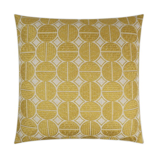 D.V. KAP HOME   24" x 24" Medallions Pillow - Mustard Farmhouse, Circular - Dots, Global    - 3457-M-2424