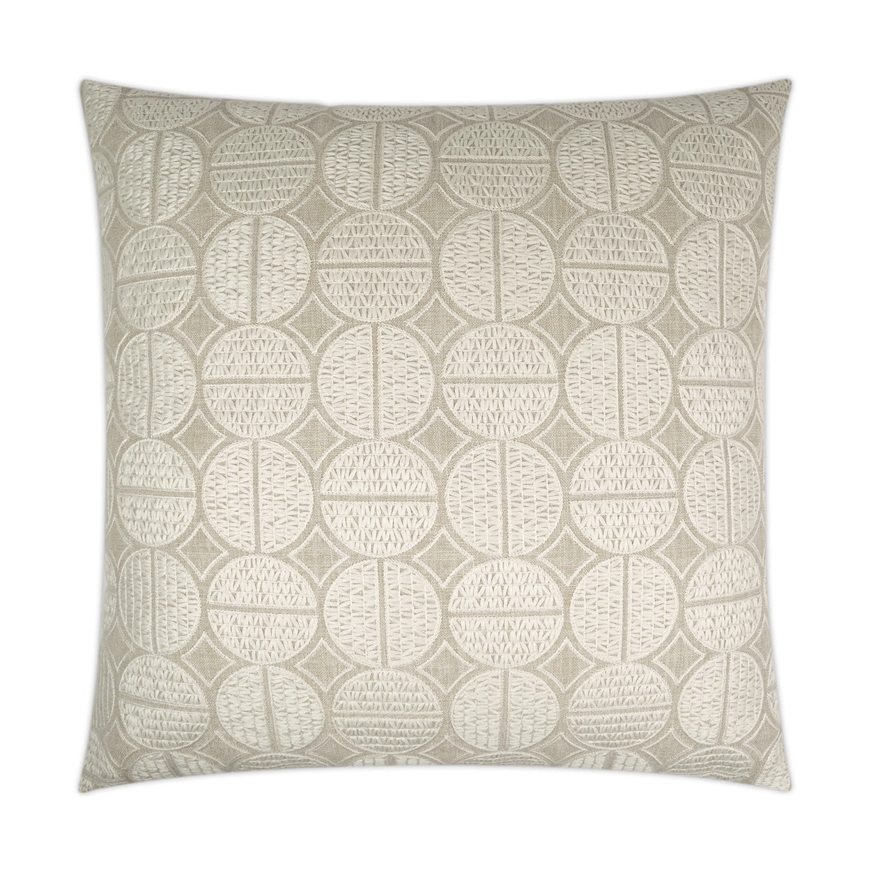 D.V. KAP HOME   24" x 24" Medallions Pillow - Oyster Farmhouse, Circular - Dots, Global    - 3457-O-2424