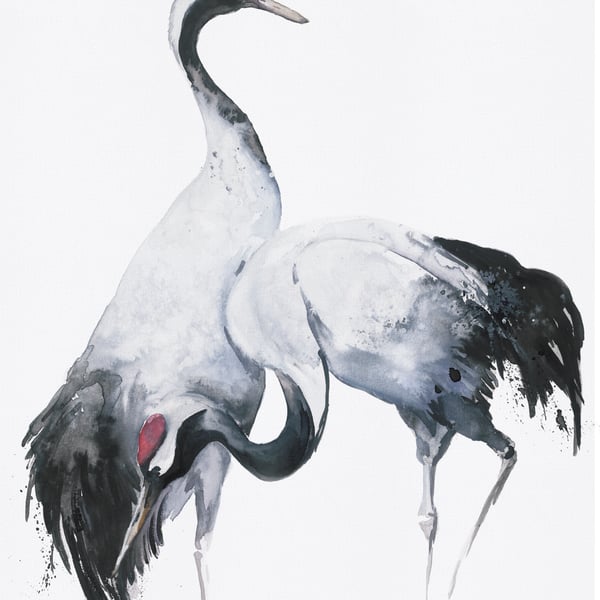 Galerie Wallcoverings Kumano Painted Crane Mural Galerie Wallcoverings  White   - 34596