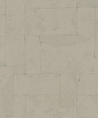 GALERIE WALLCOVERINGS TERRA Graphic Tile Brick Stone  Beige,Brown Irregular stone shapes mimics the effect of a stone wall.  - TR34601