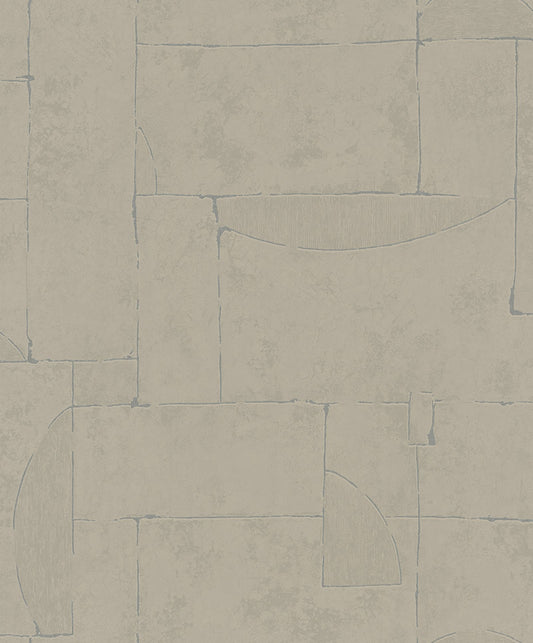 GALERIE WALLCOVERINGS TERRA Graphic Tile Brick Stone  Beige,Brown Irregular stone shapes mimics the effect of a stone wall.  - TR34601