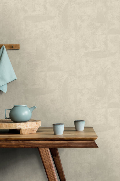 GALERIE WALLCOVERINGS TERRA Graphic Tile Brick Stone  Grey Irregular stone shapes mimics the effect of a stone wall.  - TR34602