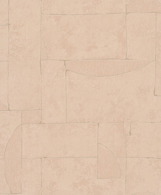GALERIE WALLCOVERINGS TERRA Graphic Tile Brick Stone  Rose Irregular stone shapes mimics the effect of a stone wall.  - TR34603