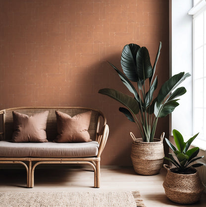 GALERIE WALLCOVERINGS TERRA Graphic Tile Brick Stone  Red,Orange Irregular stone shapes mimics the effect of a stone wall.  - TR34605