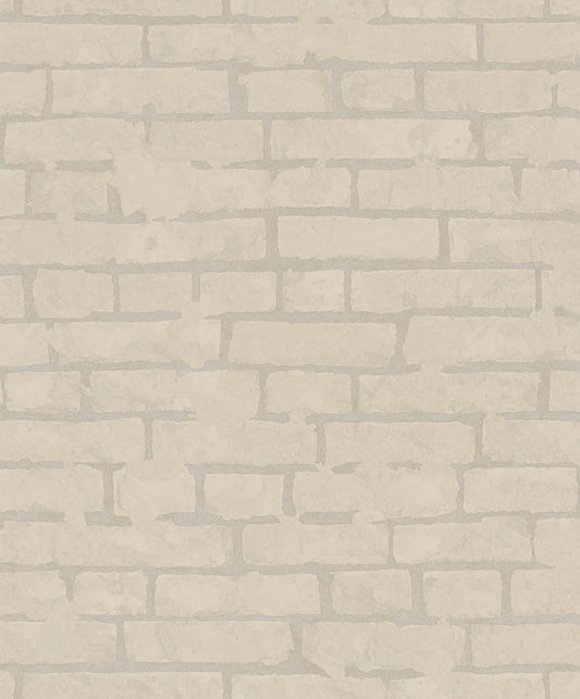GALERIE WALLCOVERINGS TERRA Stone optics Tile Brick Stone  Beige A light and airy contemporary brick design.  - TR34611