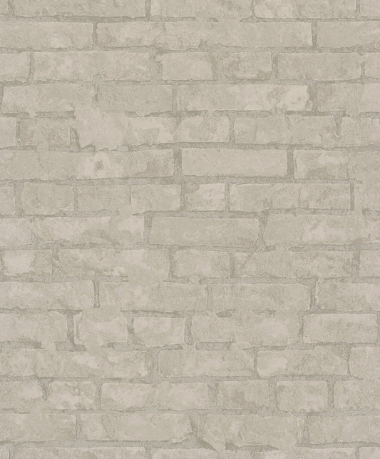GALERIE WALLCOVERINGS TERRA Stone optics Tile Brick Stone  Grey A light and airy contemporary brick design.  - TR34612