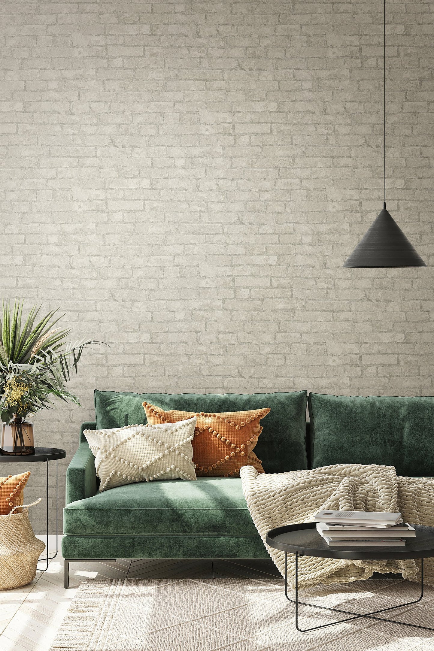 GALERIE WALLCOVERINGS TERRA Stone optics Tile Brick Stone  Grey A light and airy contemporary brick design.  - TR34612
