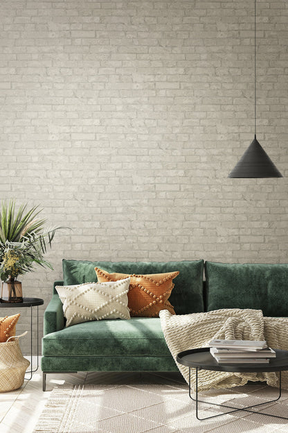 GALERIE WALLCOVERINGS TERRA Stone optics Tile Brick Stone  Grey A light and airy contemporary brick design.  - TR34612