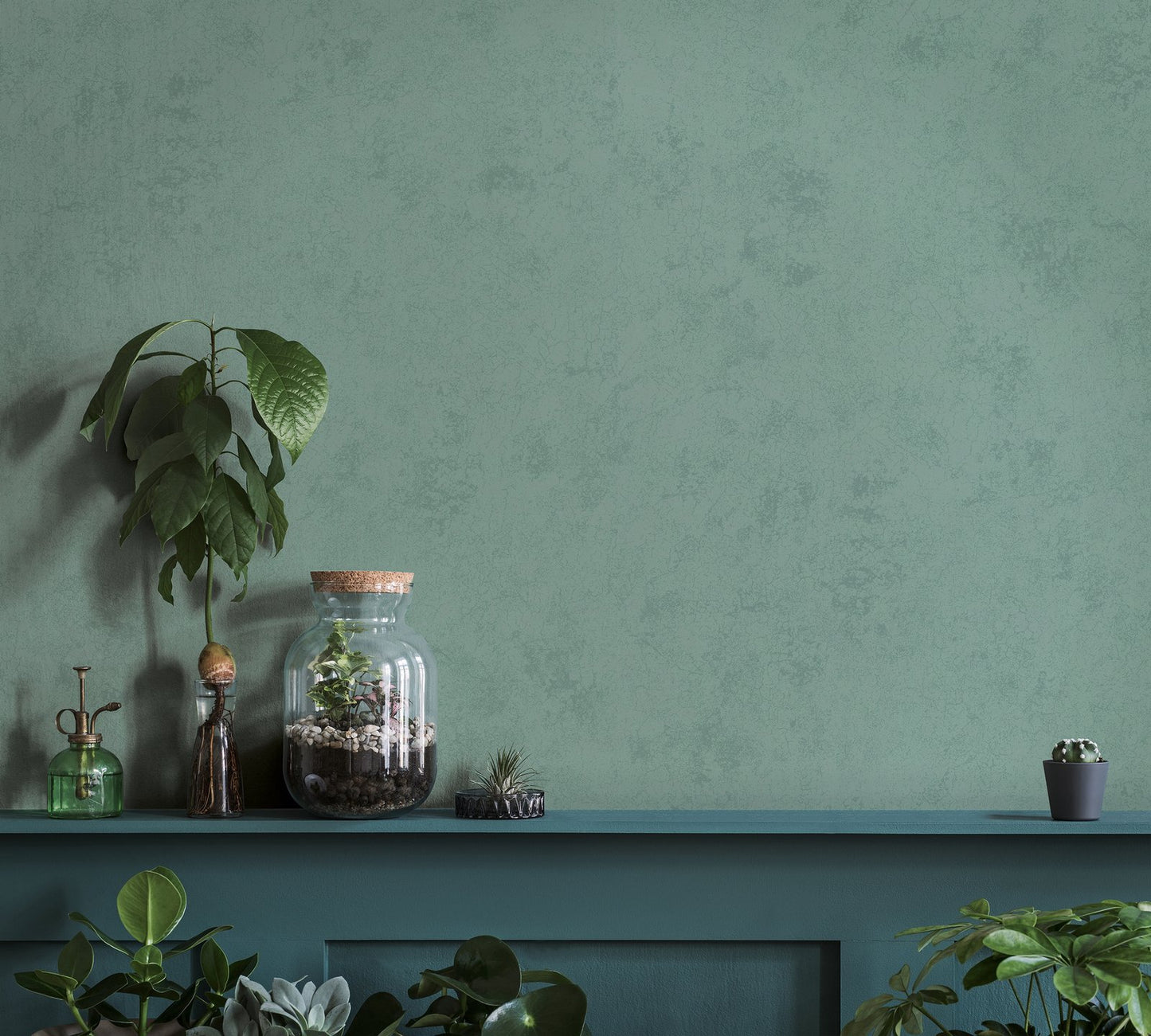 GALERIE WALLCOVERINGS TERRA Uni Plain Texture  Green A subtle plaster effect showing lovely earthy textures.     - TR34618