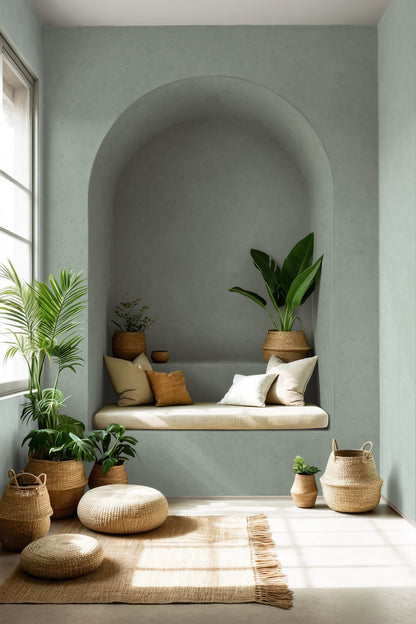 GALERIE WALLCOVERINGS TERRA Uni Plain Texture  Green,Blue A subtle plaster effect showing lovely earthy textures.     - TR34632