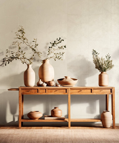 GALERIE WALLCOVERINGS TERRA Graphic Abstract  Beige A geometric design showing a pattern of fine, evenly spready curvy shapes.   - TR34641