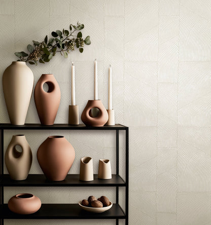 GALERIE WALLCOVERINGS TERRA Graphic Abstract  Grey A geometric design showing a pattern of fine, evenly spready curvy shapes.   - TR34642