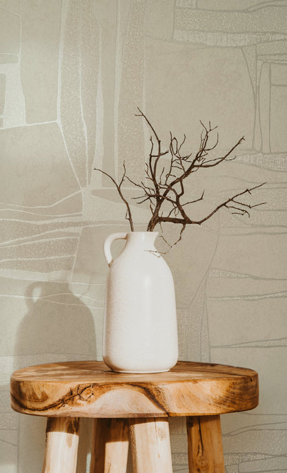 GALERIE WALLCOVERINGS TERRA Graphic Tile Brick Stone  Beige A lovely design showing the natural discrepancies found in rocks.  - TR34646