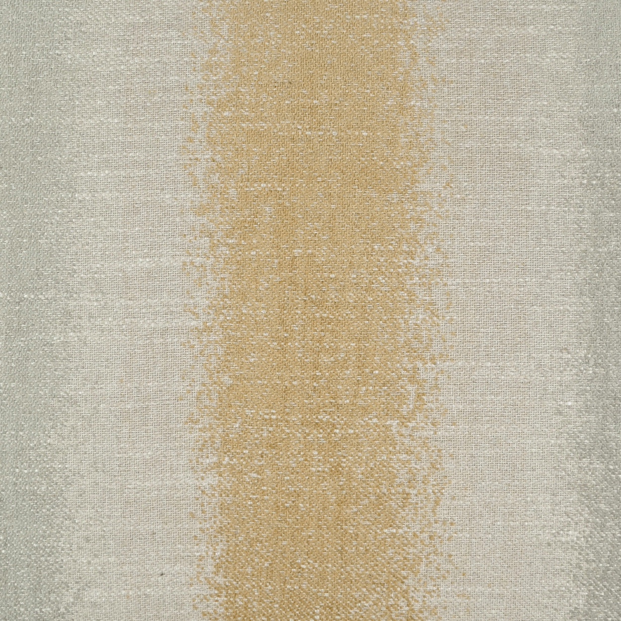 Woven fabric swatch with a central vertical beige-gold stripe on light gray background; ideal for home decor.
