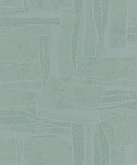 GALERIE WALLCOVERINGS TERRA Graphic Tile Brick Stone  Green,Blue A lovely design showing the natural discrepancies found in rocks.  - TR34650