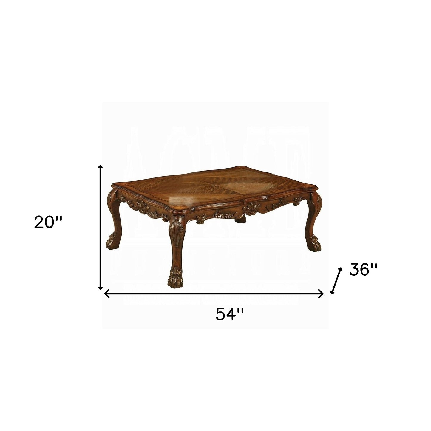 54" Brown Solid Wood Coffee Table