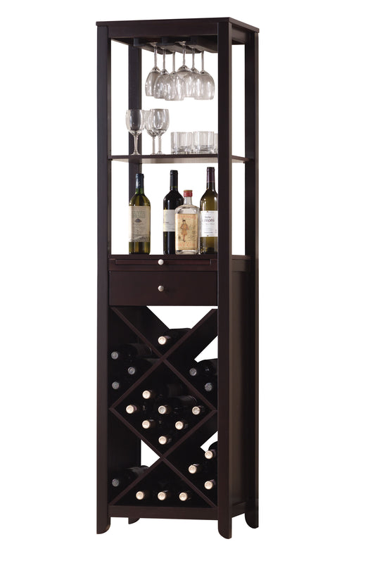 Modern Style Umber Finish Wood Wine Cabinet