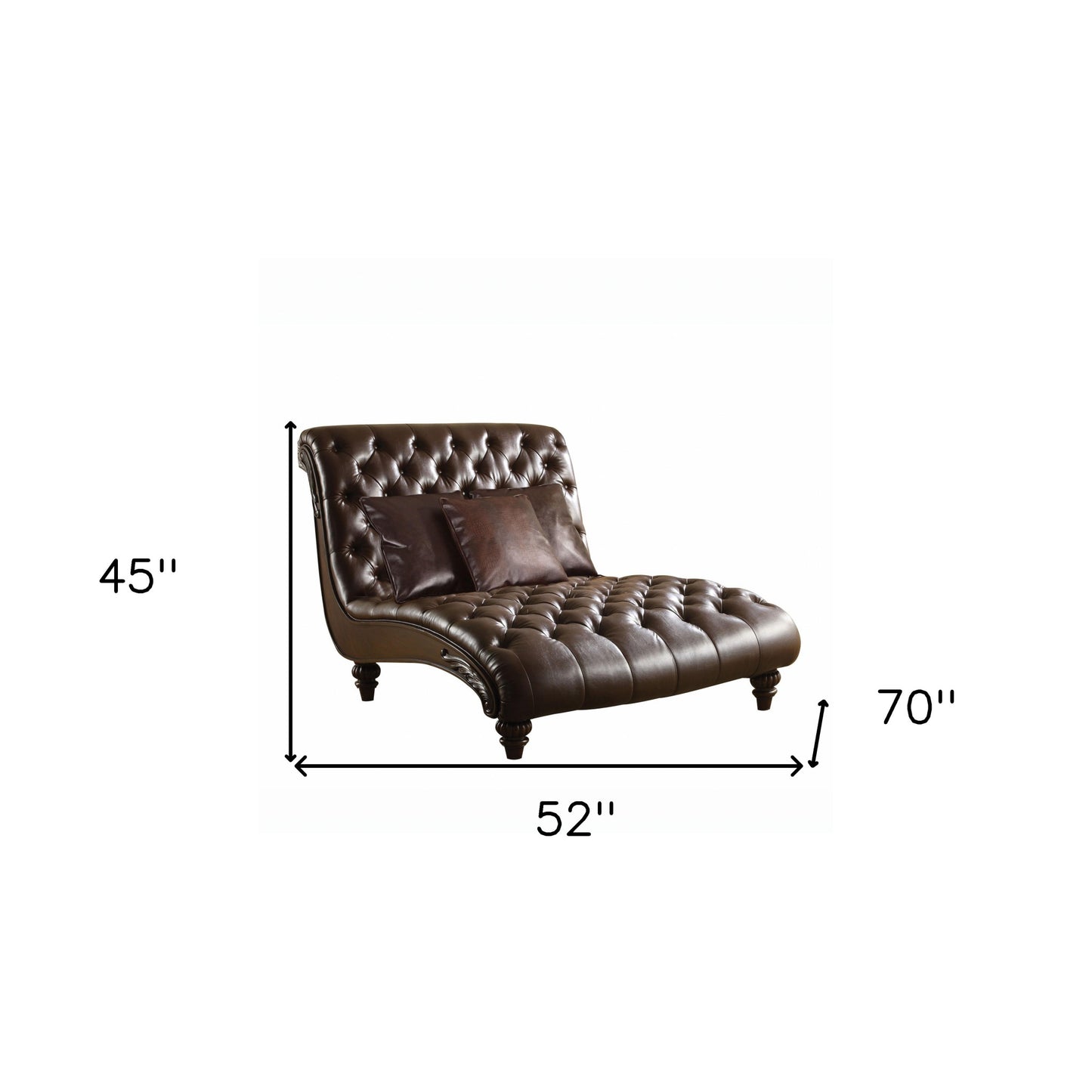 52" Brown Faux Leather Lounge Chair And Toss Pillows