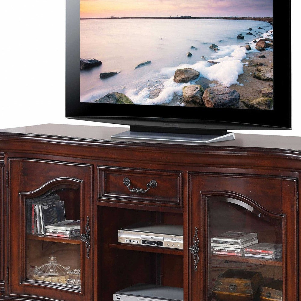 20" Brown Cabinet Enclosed Storage TV Stand with Bookcase