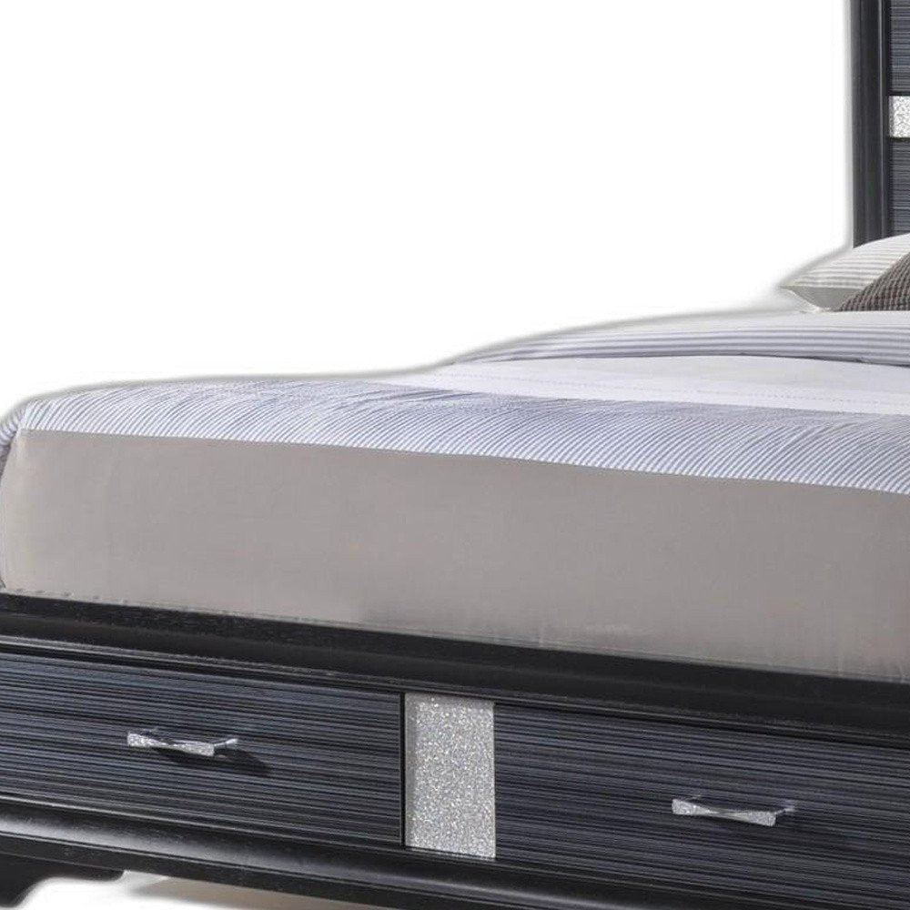 Black And Gray Wood Queen With Two Drawers Bed Frame
