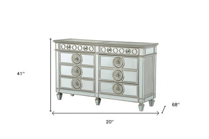 20" Gray Solid Wood Six Drawer Double Dresser