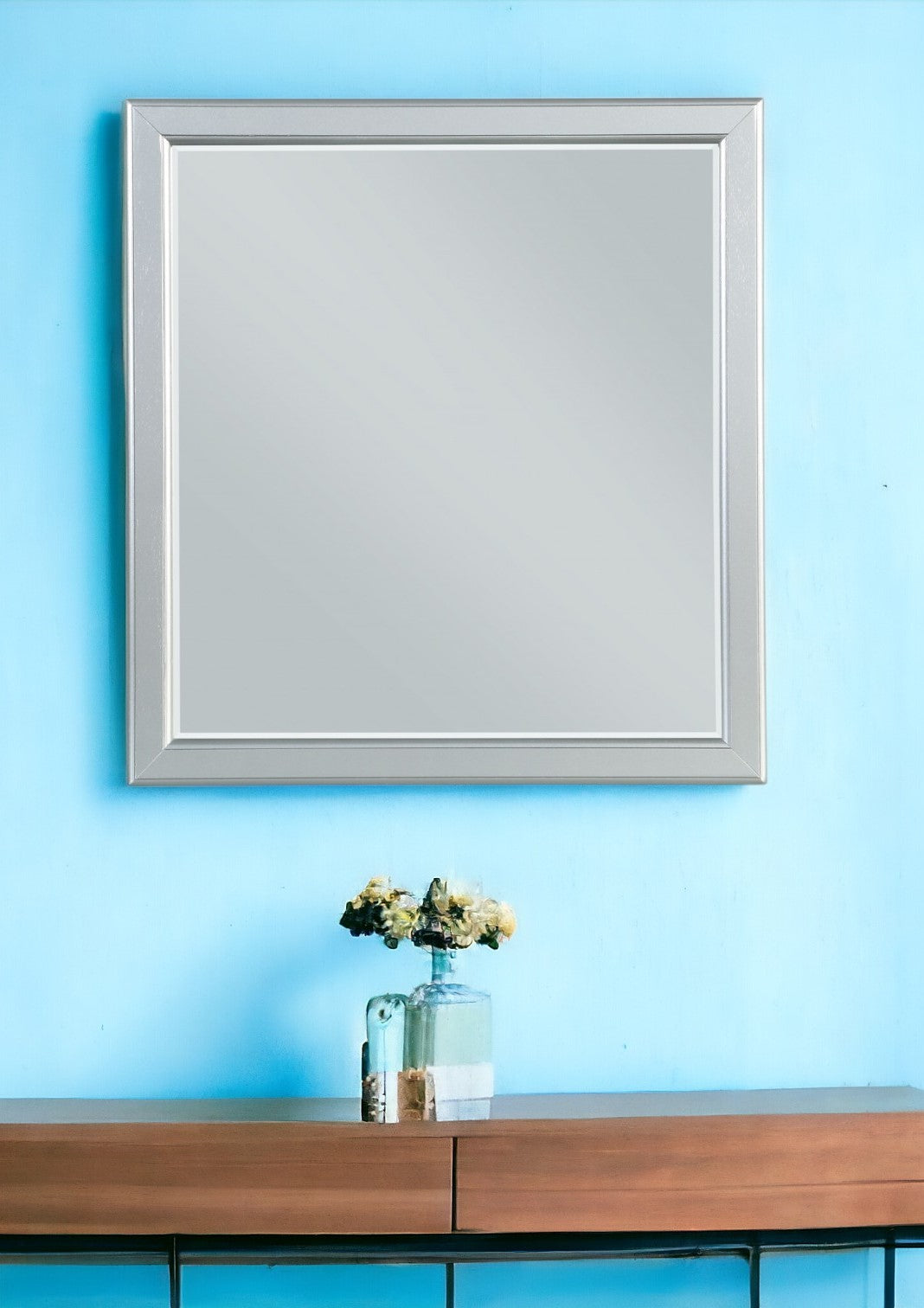 38" Silver Square Framed Accent Mirror