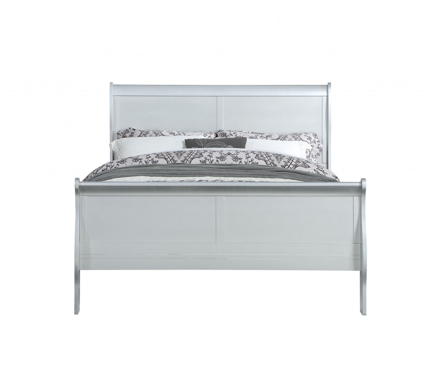 Solid Wood Tufted Silver Bed