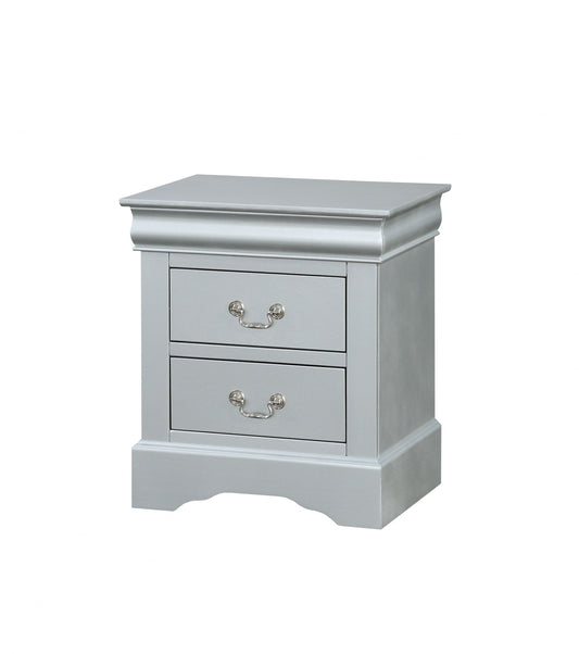 24" Gray Two Drawers Nightstand