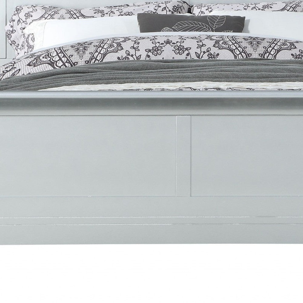 Solid Wood Tufted Silver Bed