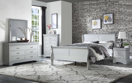 Solid Wood Off White Bed