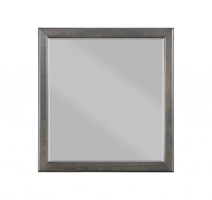 38" Gray Square Wood Framed Accent Mirror