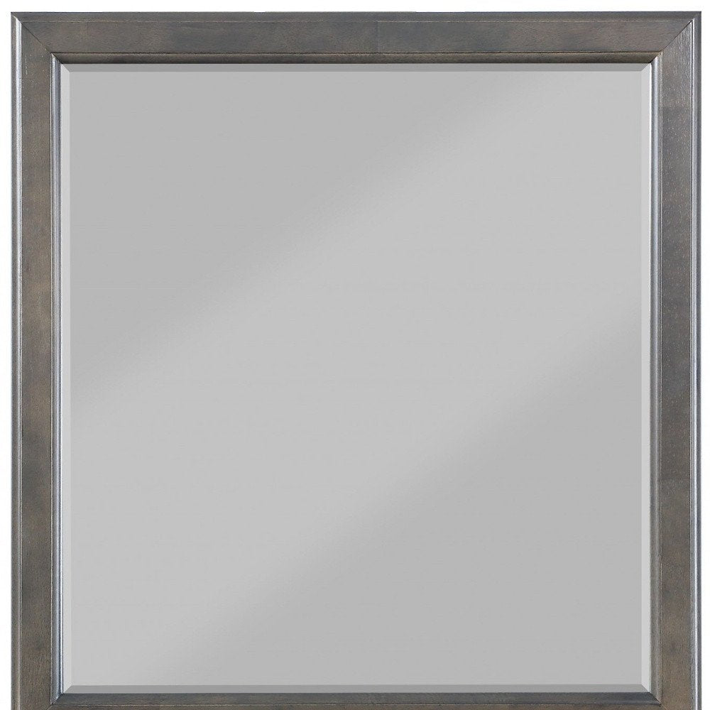 38" Gray Square Wood Framed Accent Mirror