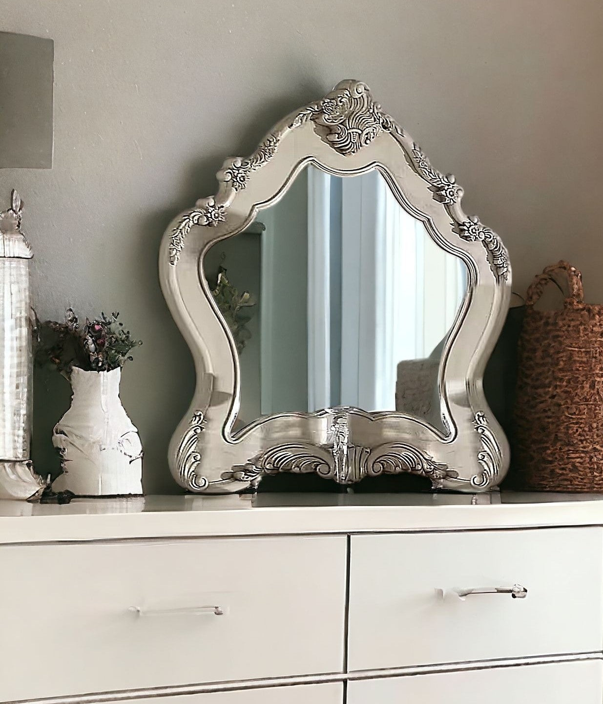 38" Silver Square Framed Accent Mirror