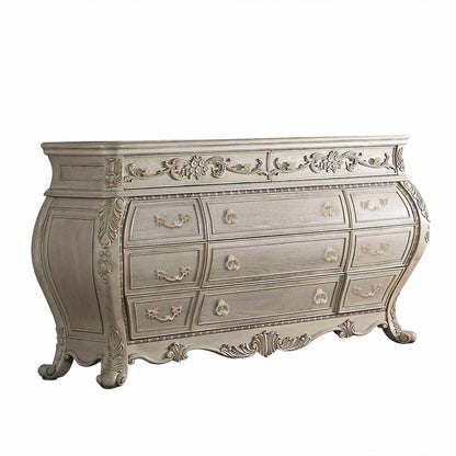 57" Gray Solid Wood Six Drawer Double Dresser