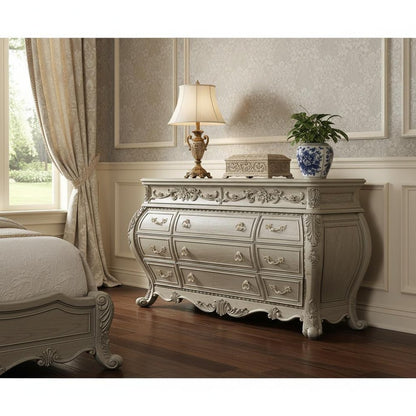 57" Gray Solid Wood Six Drawer Double Dresser