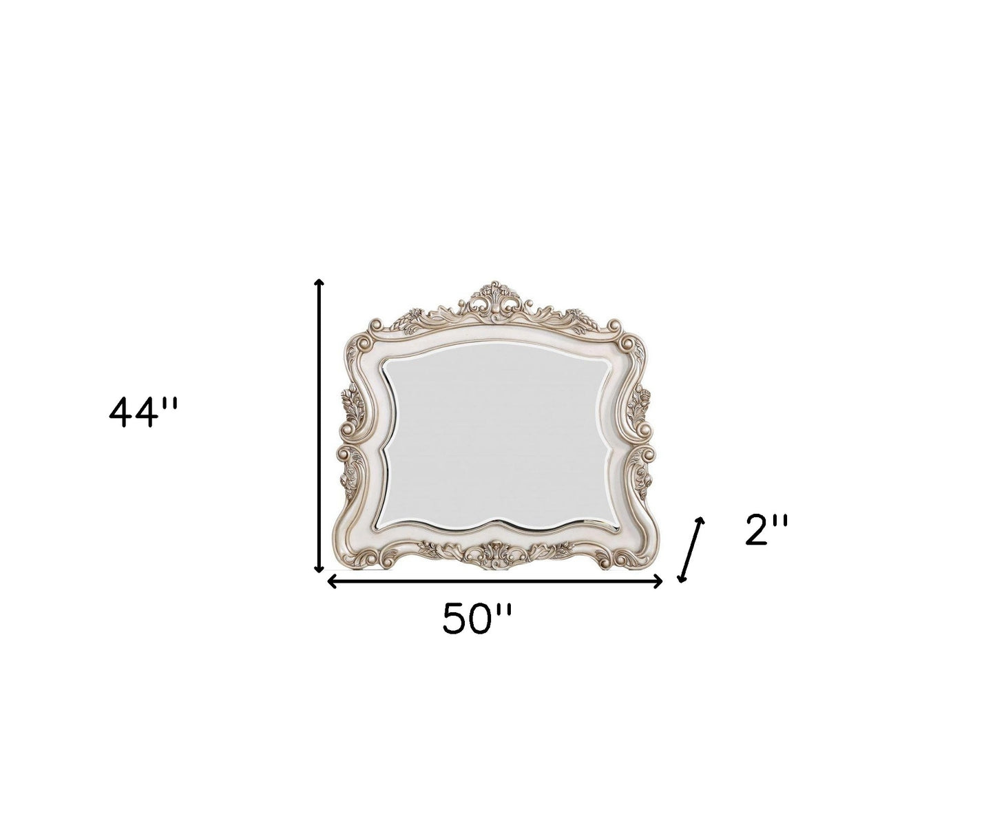 44" White Novelty Solid Wood Framed Dresser Mirror